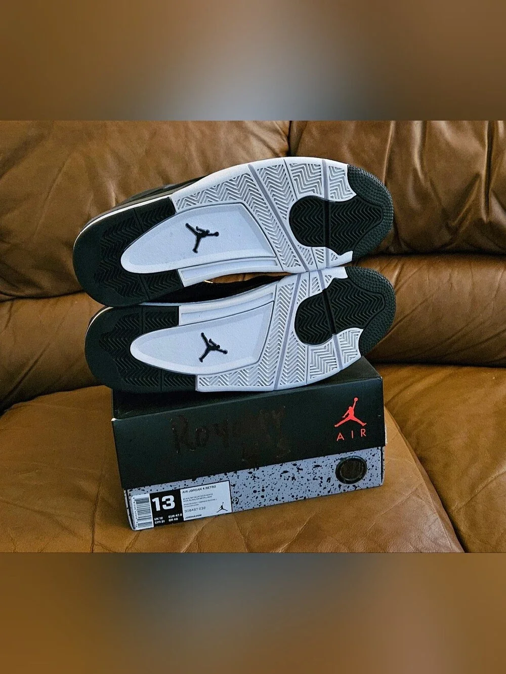 Nike Air Jordan 4 Retro Royalty Black Gold Size 13 (GREAT SHAPE)
